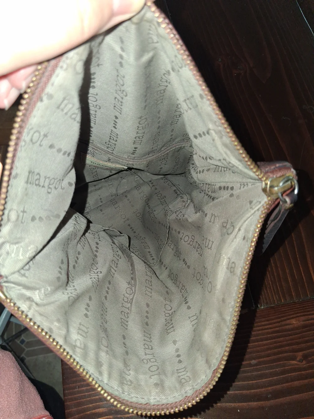 Margot New York Distressed Brown Geniune Leather Fold-Over Crossbody Bag Y2k